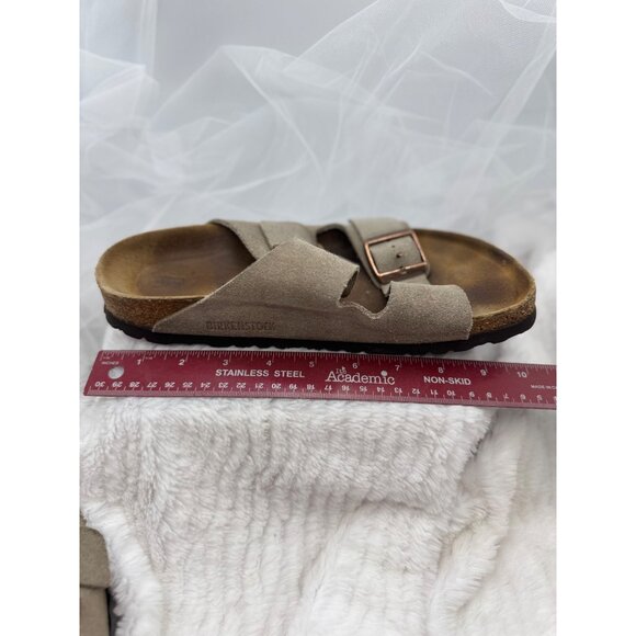 Birkenstock Arizona Suede Leather Sandals Tan Dual Strap Slip-On Footbed Size 39 - Picture 11 of 16